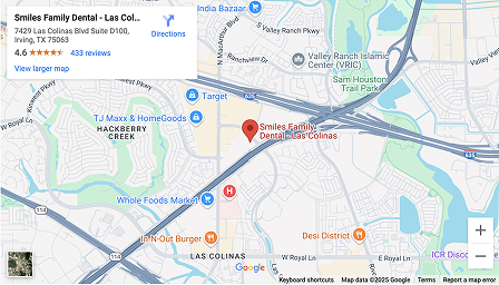 Smiles Family Dental - Irving location map